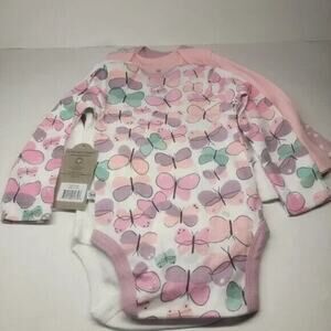 Honest baby long sleeve butterfly body suit 6-9 month girl 4pc set, Nwt 4 pack